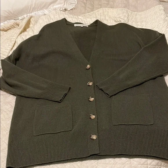 NAKEDCASHMERE Olive Green Women's Boyfriend Cardigan Sweater OS like new - Picture 6 of 6